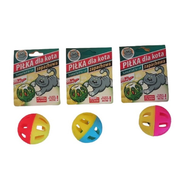 Míč 5cm plastový s rolničkou a vůní pro kočky a malé psy