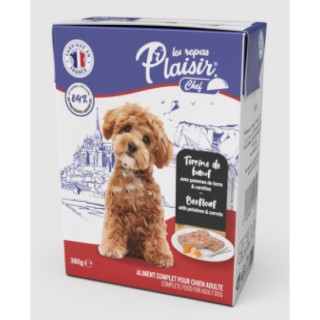 Plaisir Chef 380g TETRAPACK pro dospělé psy Hovězí se sladkými bramborami a mrkví PATÉ