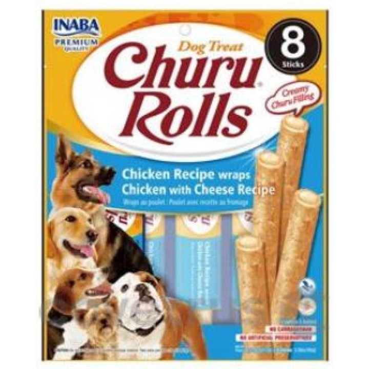 Churu Dog Rolls Chicken Reciple wraps Chicken with Cheese Recipe 8x12g AKCE