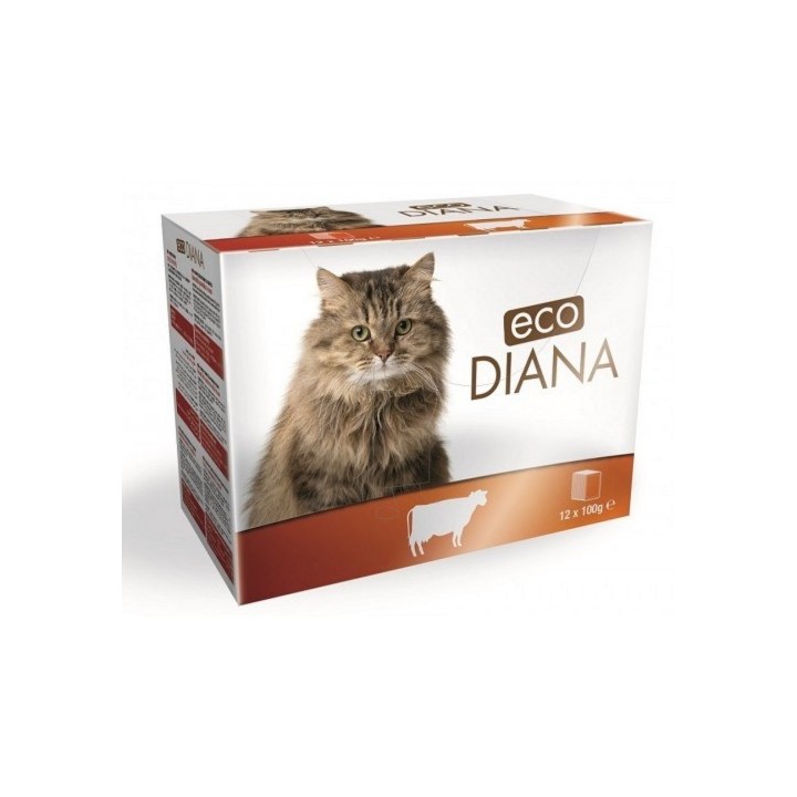 Eco Diana 12 x 100g hovězí kousky v omáčce kapsička cat