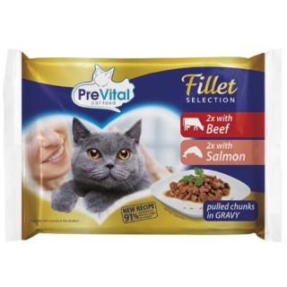 PreVital 4x85g IRR kapsa losos+hovězí  v omáčce cat
