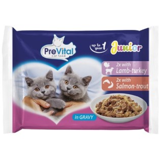 PreVital 4x100g kapsa junior maso+ryba v omáčce cat / karton