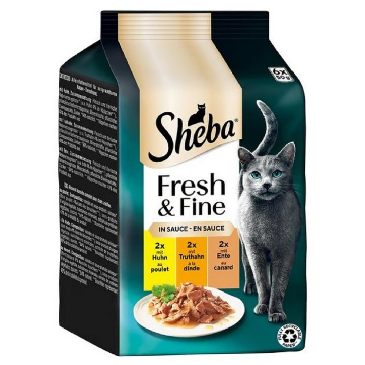 Sheba Fresh+Fine 6 x 50g kapsička kuřecí, krůtí a kachní cat
