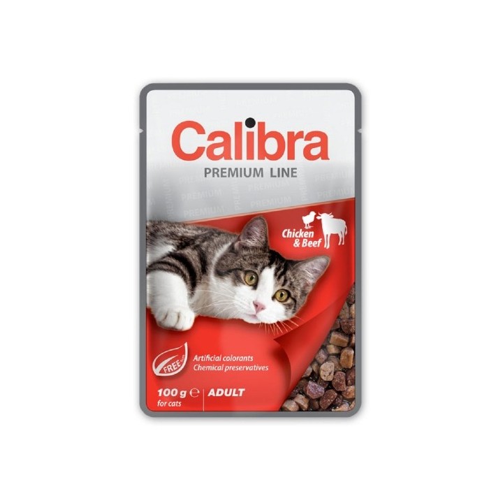 Calibra 100g kapsa premium adult chicken+beef cat