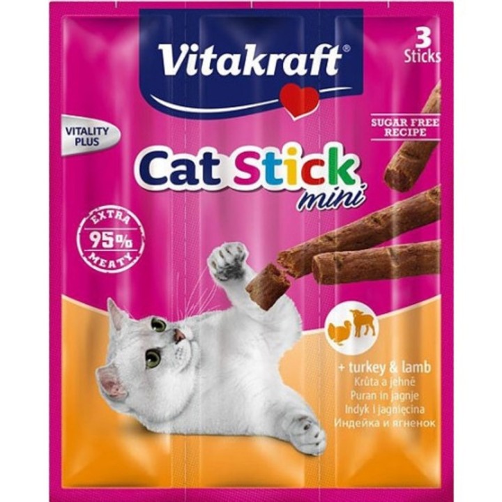 Vitakraft Cat Stick mini krůta+jehně 18g/3ks AKCE