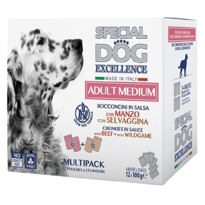 Monge 12x100g Excellence Multibox Medium Beef/Wild  dog (040946_Z B)