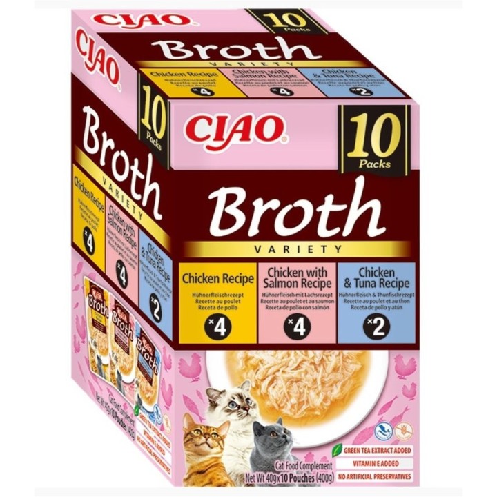 Churu Cat BOX Broth Chick&Chick.Salm&Chick.Tuna 10x40g
