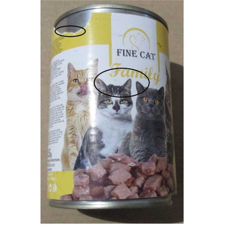 Poškozená Fine cat Family 415g drůbeží