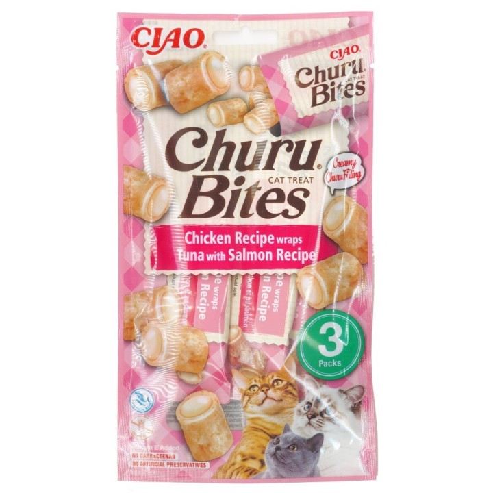 Churu Cat Bites Chicken wraps&Tuna Salmon Purée 3x10g AKCE