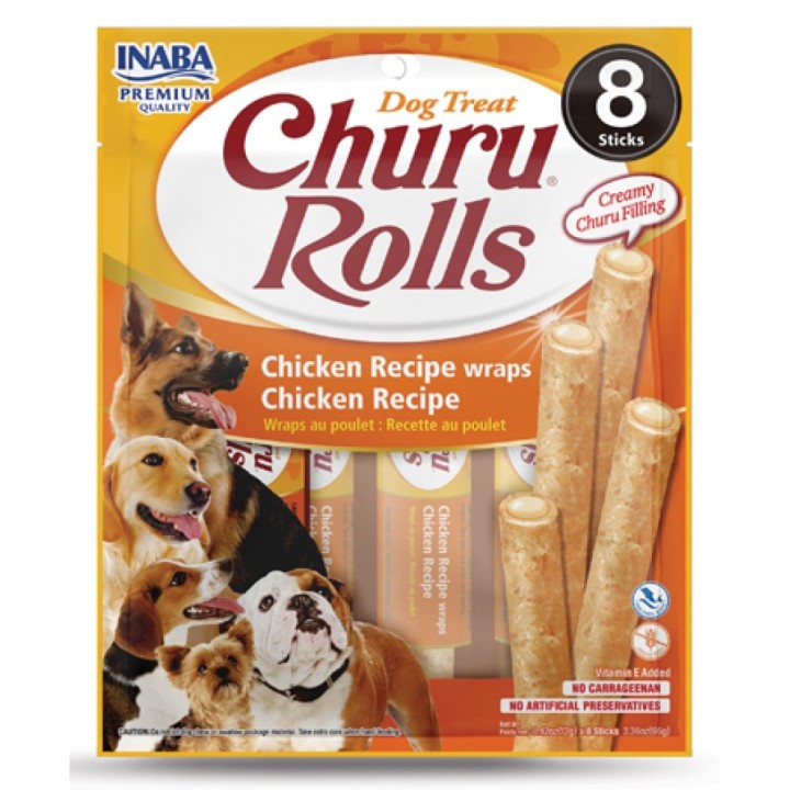 Churu Dog Rolls Chicken Recipe wraps Cheese Recipe  8x12g AKCE