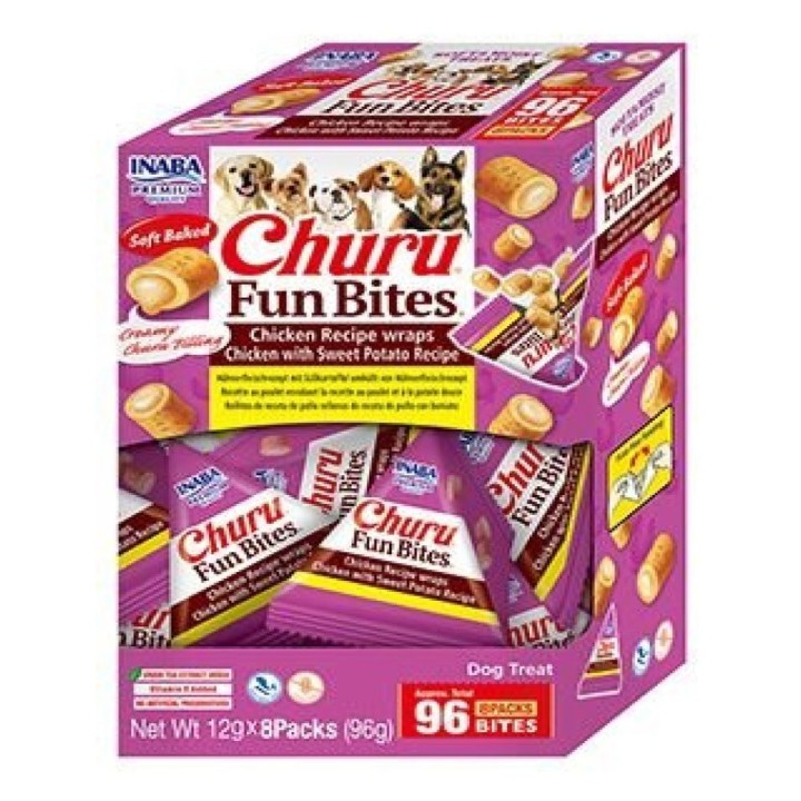 Churu Dog BOX Fun Bites Chicken wraps Chic&Sw.Pot 8x12g AKCE