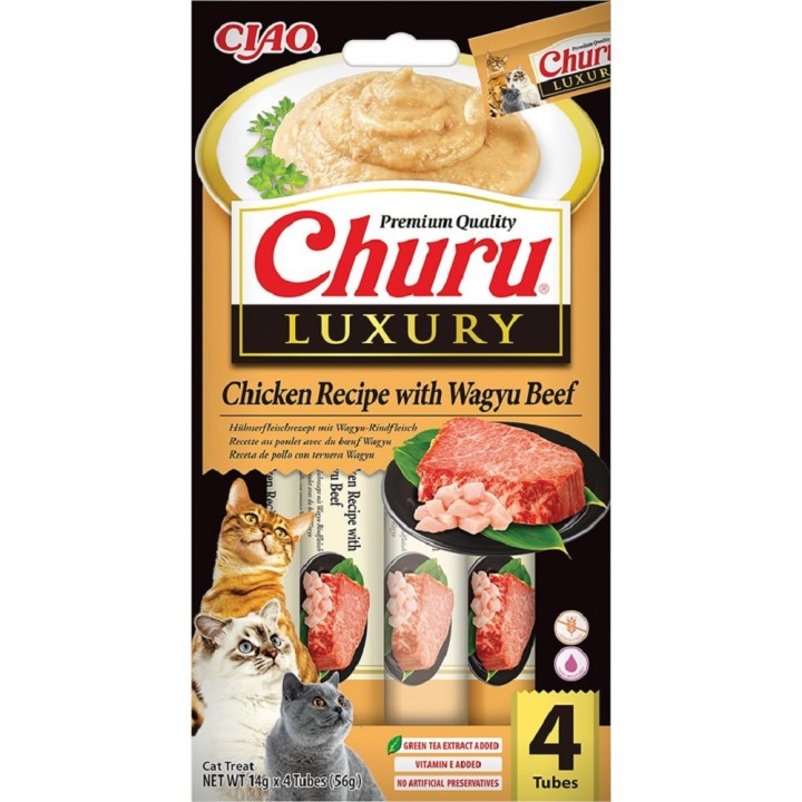 Churu Cat Luxury Chicken Recipe with Wagyu Beef 4x14g AKCE