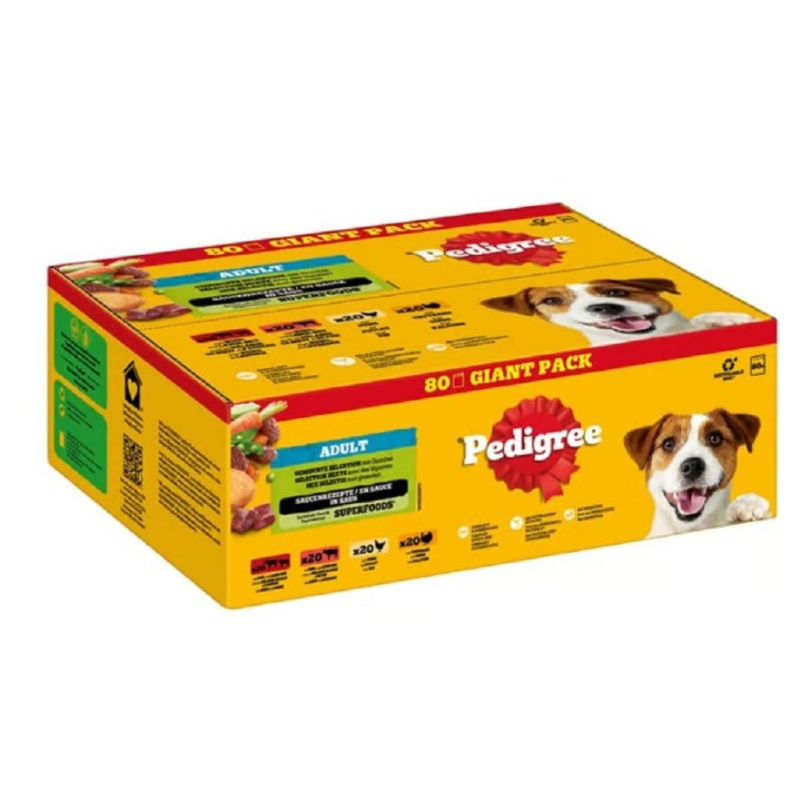 Pedigree 100gx80ks kapsička adult - krabice ve šťávě dog