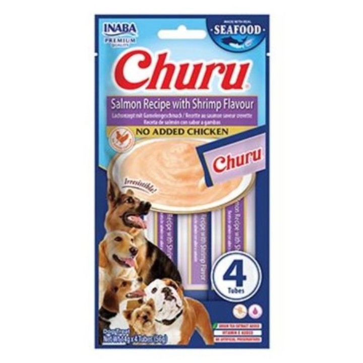 Churu Dog Fish Salmon Recipe with Shrimp Flavour 4x14g AKCE