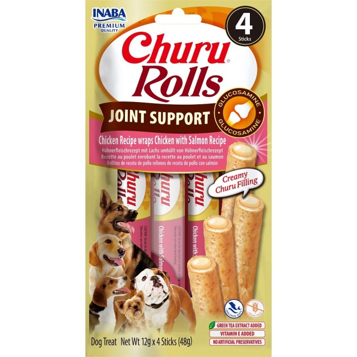 Churu Dog Rolls Joint Support Chicken wraps Chicken&Salmon 4x12g
