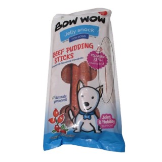 Poškozené Bow Wow Jelly snack Pudding sticks (s hovězím,kolagenem,šípkem a brusinkami) 6ks/bal.