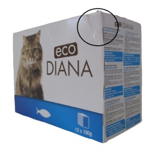 Poškozená Eco Diana 12 x 100g rybí kousky v omáčce kapsička cat
