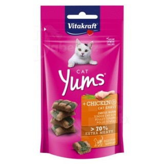 Vitakraft Cat Yums kuřecí s trávou 40g polštářky  AKCE