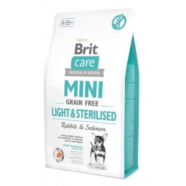 Poškozený Brit Care Mini 7,0kg Light Sterilised grain free rabbit+salmon dog