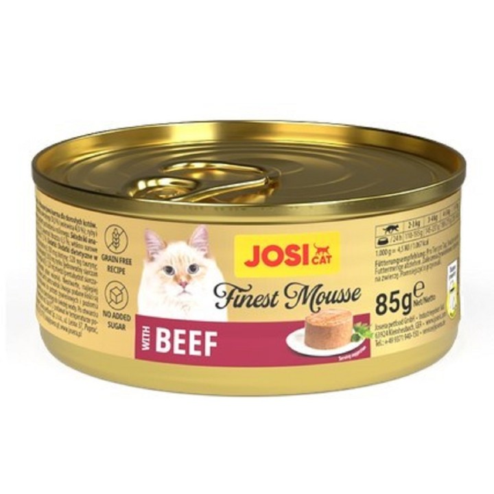 Poškozený Josicat Finest Mousse with Beef 85g