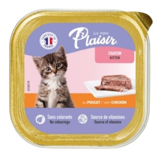 Poškozená Plaisir cat 100g kuřecí maso a mléko vanička kitten