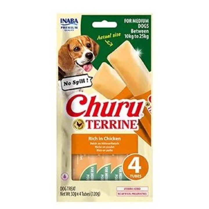 Churu Dog Terrine kuřecí plemena M 4x30g AKCE