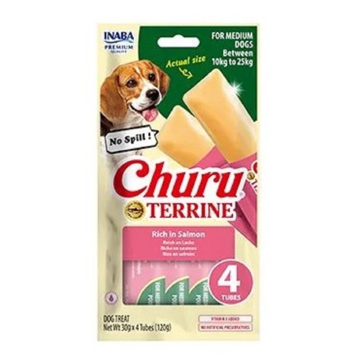 Churu Dog Terrine losos plemena M 4x30g AKCE
