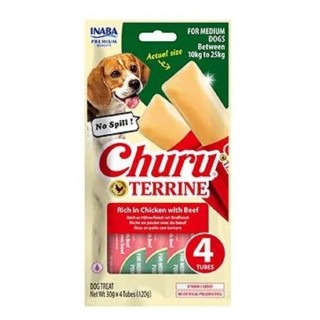 Churu Dog Terrine kuřecí s hovězím plemena M 4x30g