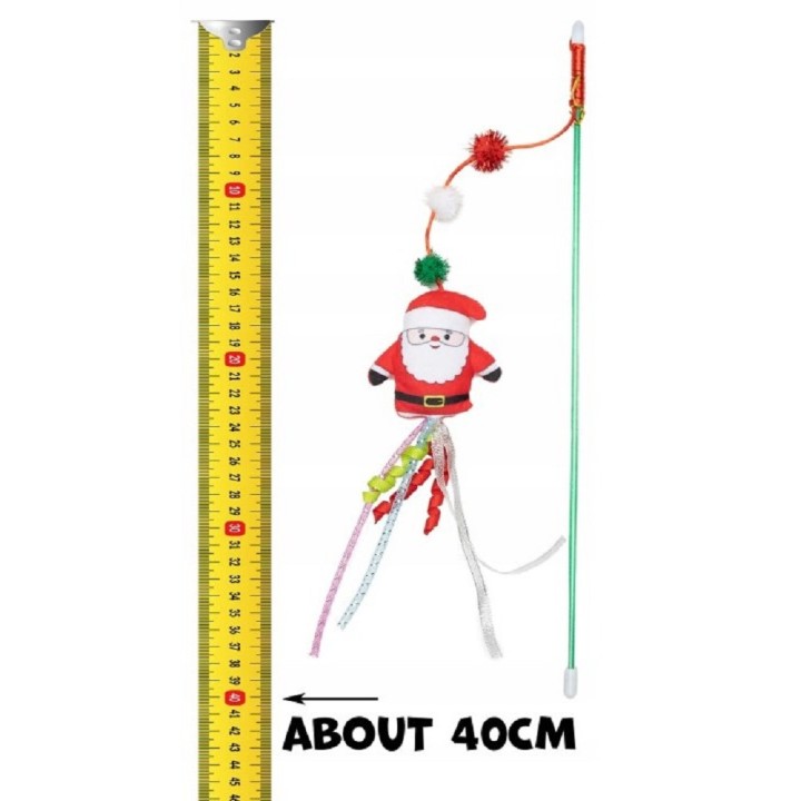 Hračka pro kočky - proutek Santa Claus 40cm