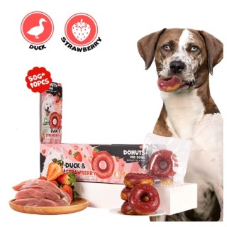 Donut collagen & fruit - duck & strawberry 7cm dog