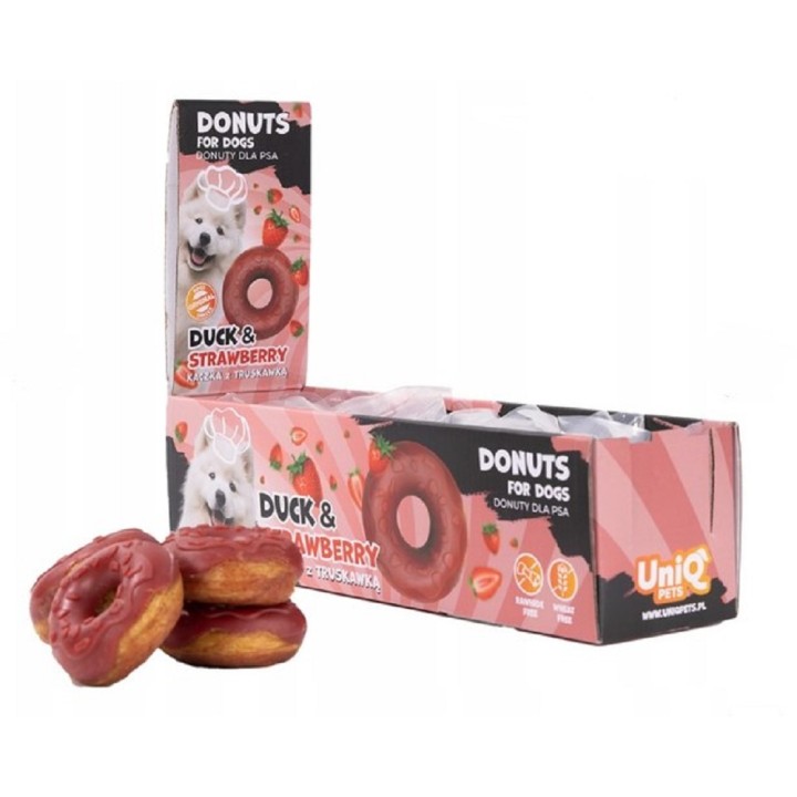 Donut collagen & fruit - duck & strawberry 7cm dog